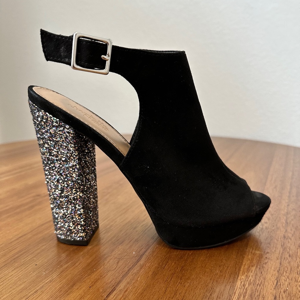 Glittery black heels